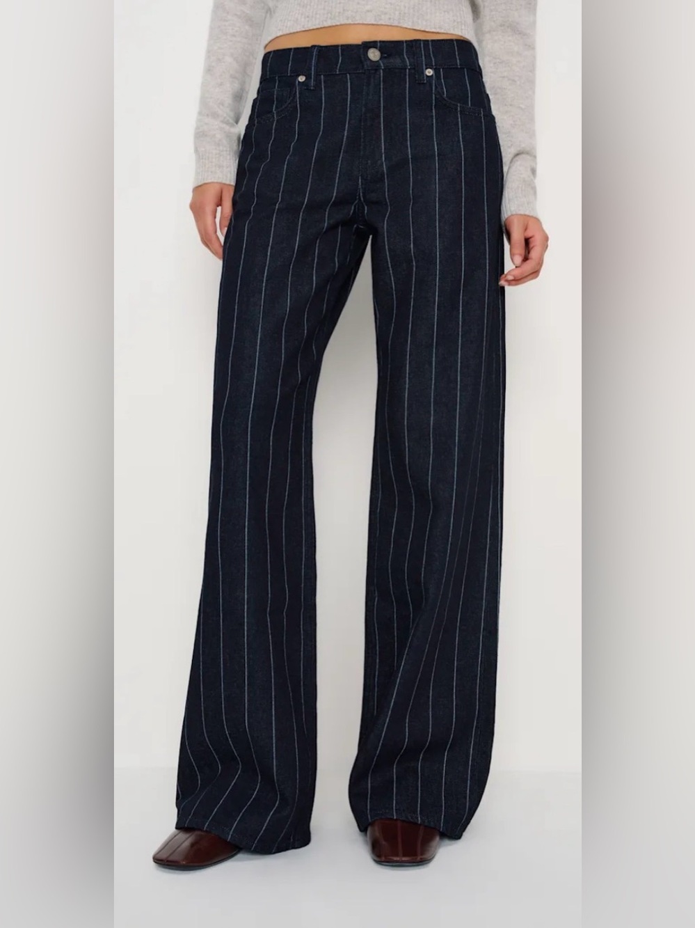 Reformation Cary Low Rise Slouchy Wide Leg Pinstripe NEW NWT - Picture 1 of 6